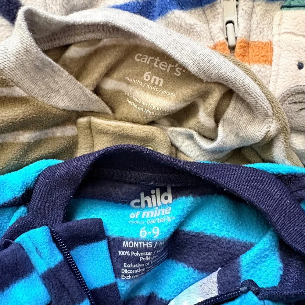 Carter's & Mick Mack Fleece Sleepers Lot Little Brother Infant Boys 6-9 month